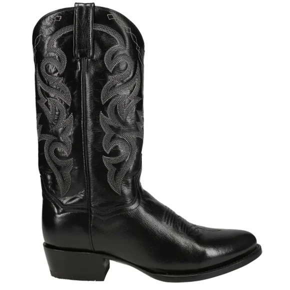 Dan Post Black Western Cowboy Boots with Decorative Stitching - Picture 3 of 11
